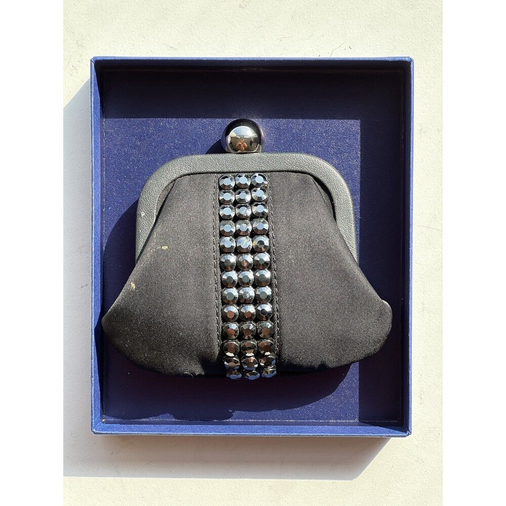 Swarovski Monroe Black Frame Satin Rhinestone Evening Coin Purse 1064669